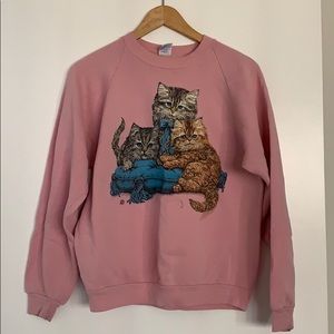 Vintage pink cat sweater Size M/L